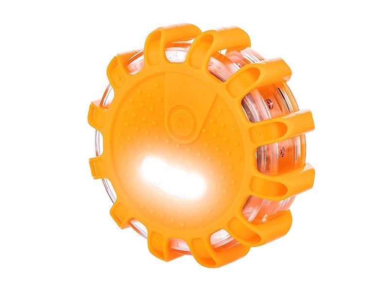 Orange Warnleuchte mit magnetischer Befestigung und Haken
