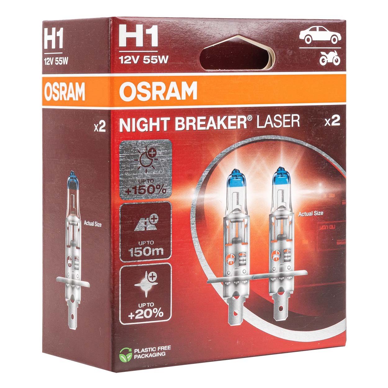 Osram H1 Night Breaker Unlimited Halogenlampen 12 V 55 W, 2 Stück.