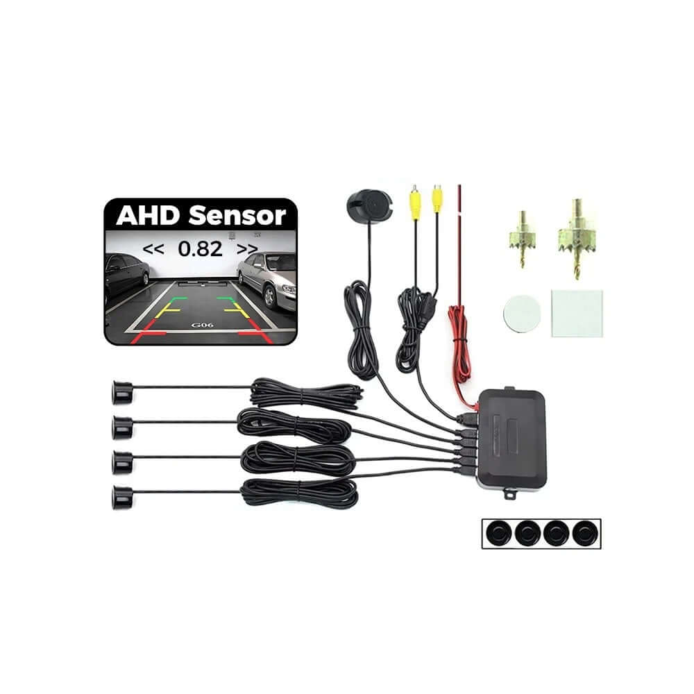 Parkingsensor-Set mit 4 Sensoren und Rückfahrkamera – Anzeige im Radio – Carmediaeurope.com