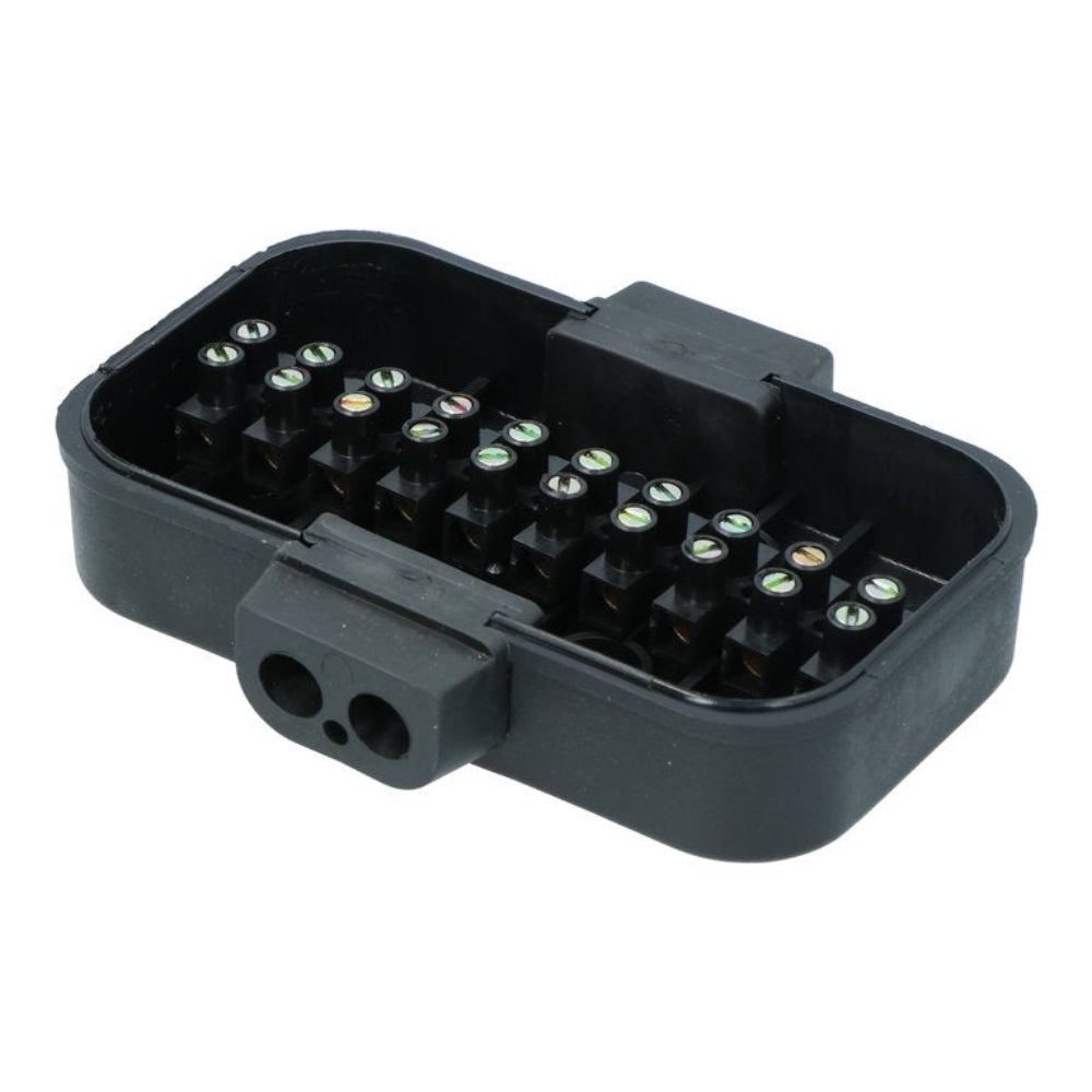 Carpoint 12V-kabelfordelerboks med klemrække til tilslutning af op til 10 kabler.