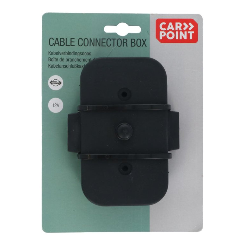 Carpoint 12V-kabelfordelerboks for organized cable connections in camping and trailer applications.