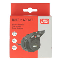 Carpoint Einbaubuchse USB-A + USB-C 12/24V 