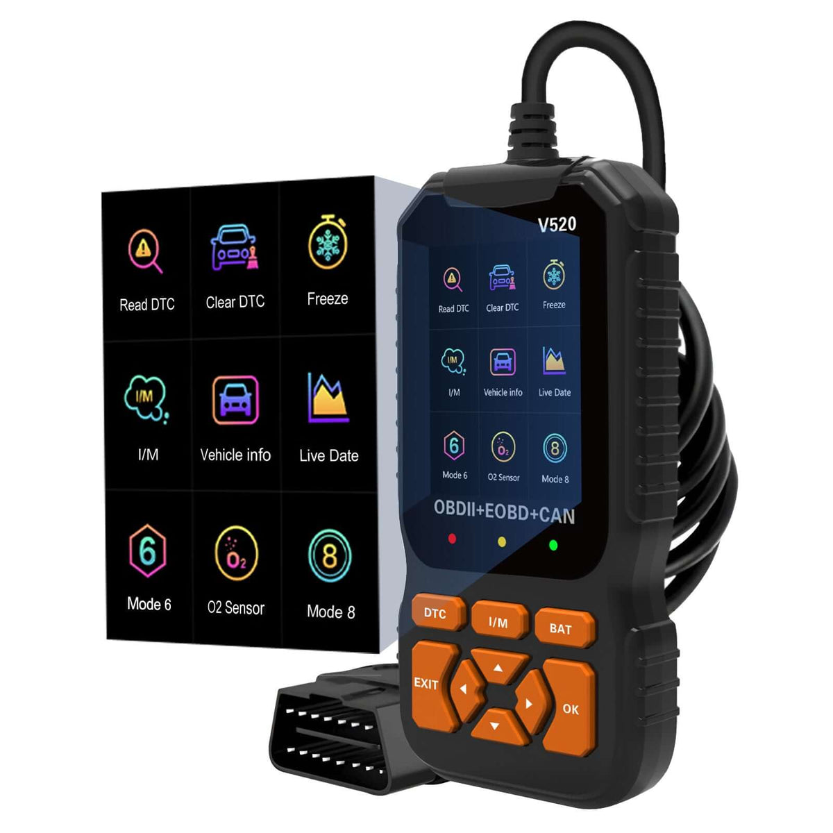 OBD2 V520 Fehlercode-Lesegerät – Diagnosewerkzeug mit Live-Daten & I/M-Test 