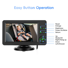 Babykamera fürs Auto mit 4,3" HD-Bildschirm und Nachtsicht 