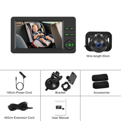 Babykamera fürs Auto mit 4,3" HD-Bildschirm und Nachtsicht 