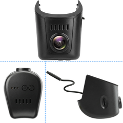 Audi Dashcam 4K im OEM-Look in Front- und Seitenansicht – elegantes Design mit integrierter Linse für eine unauffällige Installation.