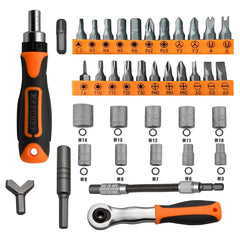 38-in-1 Schraubendreher-Set mit Ratsche – Stecknüsse, Bits und flexible Verlängerung 