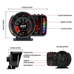 3,5" Head-Up-Display (HUD) fürs Auto – digitaler Tachometer mit OBD2 