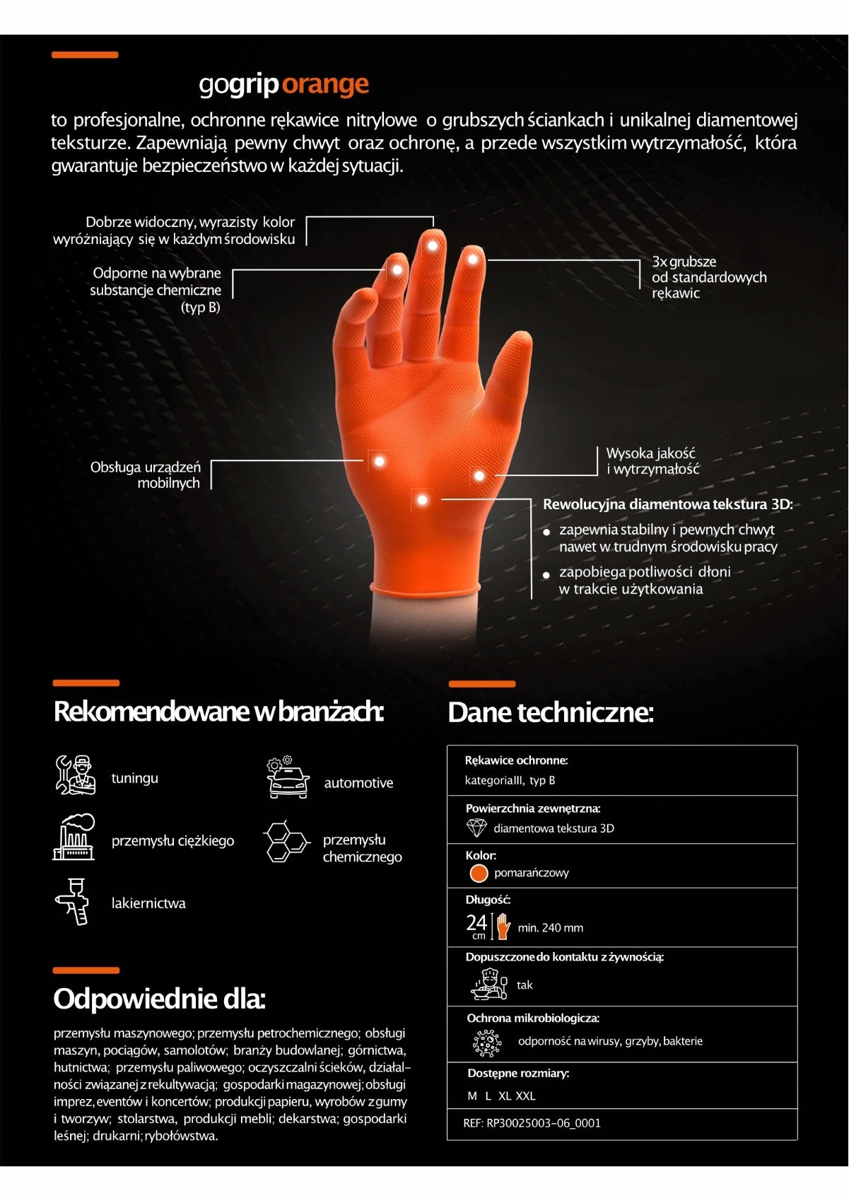 Mercator GoGrip orange nitrilhandsker med 3D-diamantstruktur